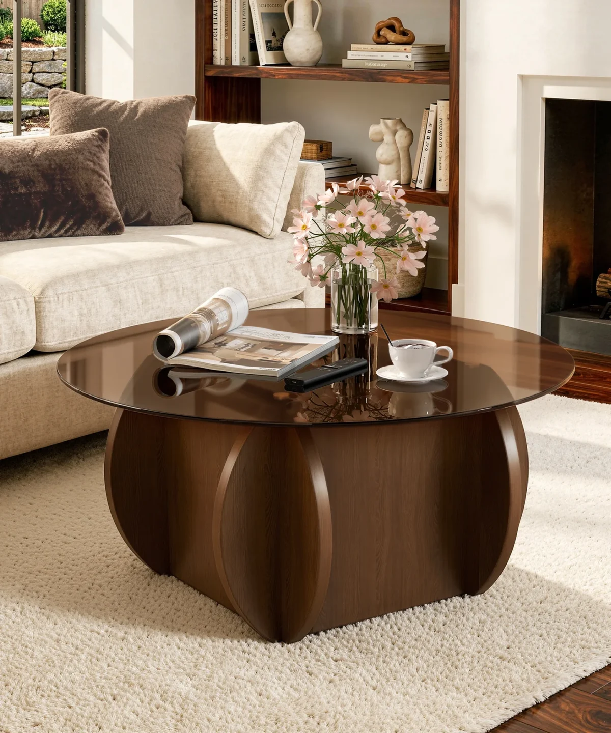 Luxurious Round Faux Marble Coffee Table