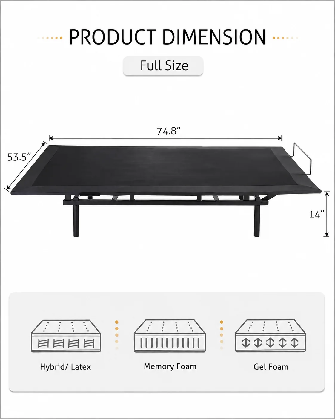 Full Size Adjustable Bed Frame with Remote Control - Image 7